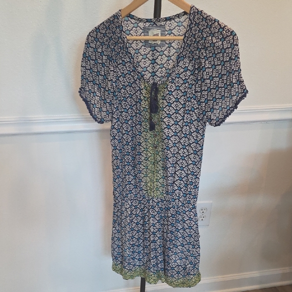 Anthropologie Blue Geometric  Sikka Romper By Phylis Taylor size Medium - Picture 7 of 7